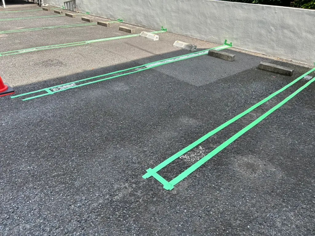 施工事例/養生/ハードライン/駐車場白線/駐車ライン/町田市/外壁塗装専門店/ワンリフォーム/ONE REFORM