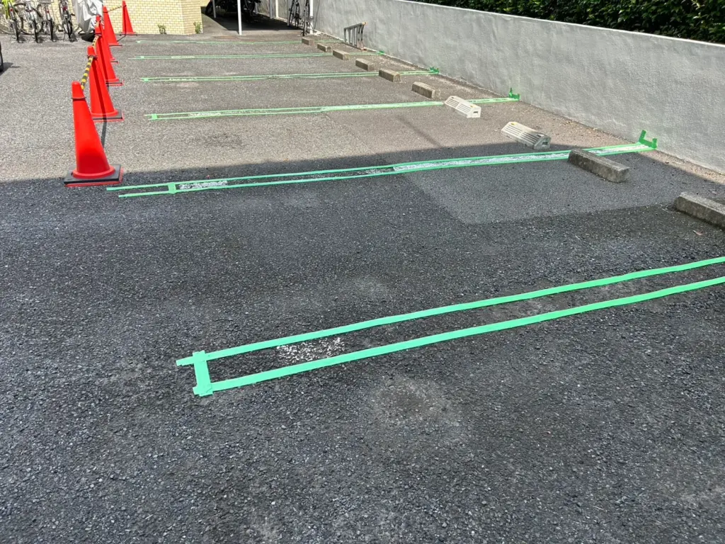 施工事例/養生/ハードライン/駐車場白線/駐車ライン/町田市/外壁塗装専門店/ワンリフォーム/ONE REFORM
